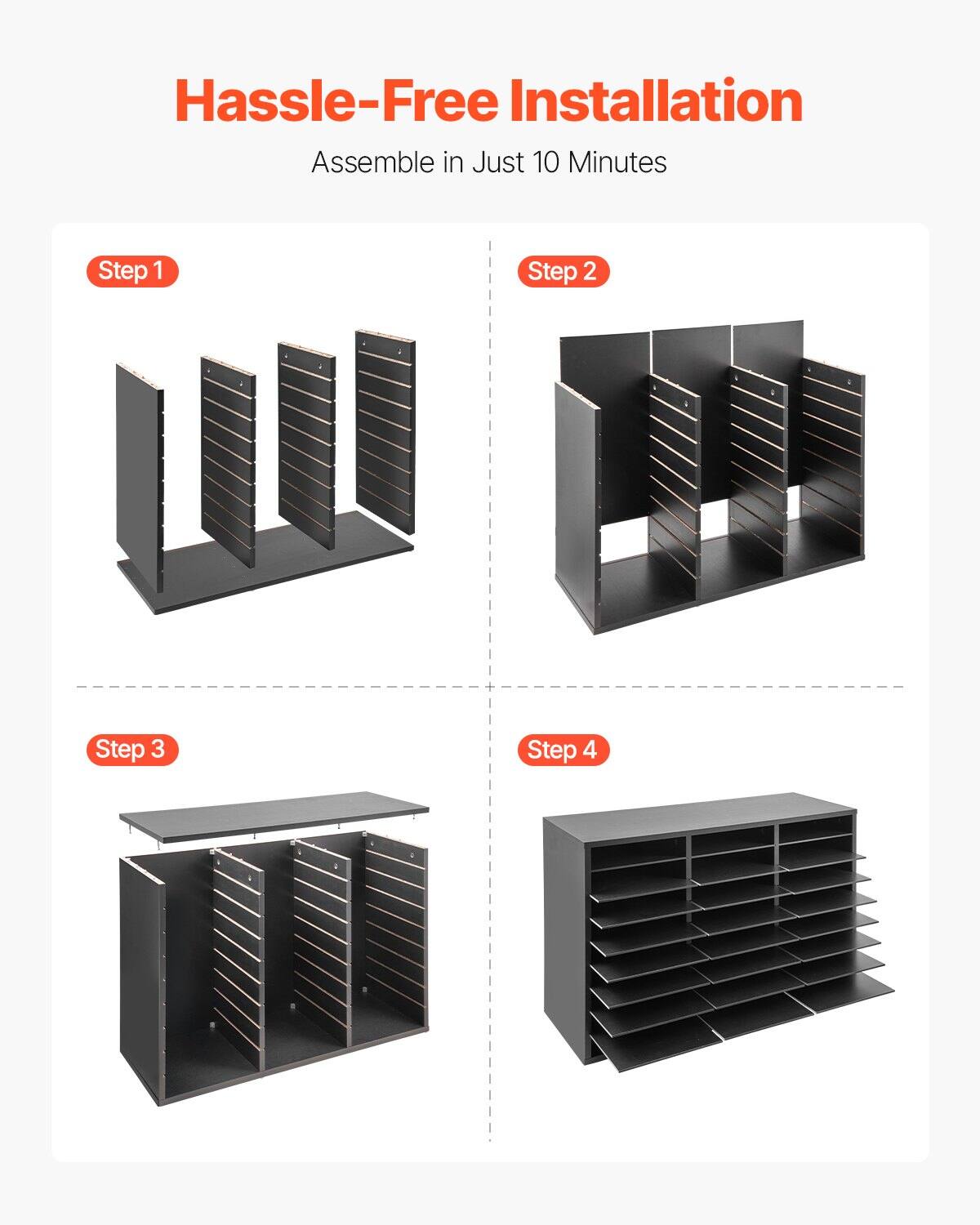 Hassle-Free Installation  
Assemble in Just 10 Minutes  

Step 1  
Step 2  
Step 3  
Step 4