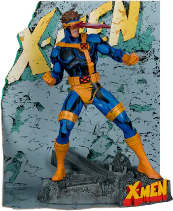 Front. McFarlane Toys - Marvel 6.9" Cyclops 1:10th Scale Collectible with Scene (X-Men #1).
