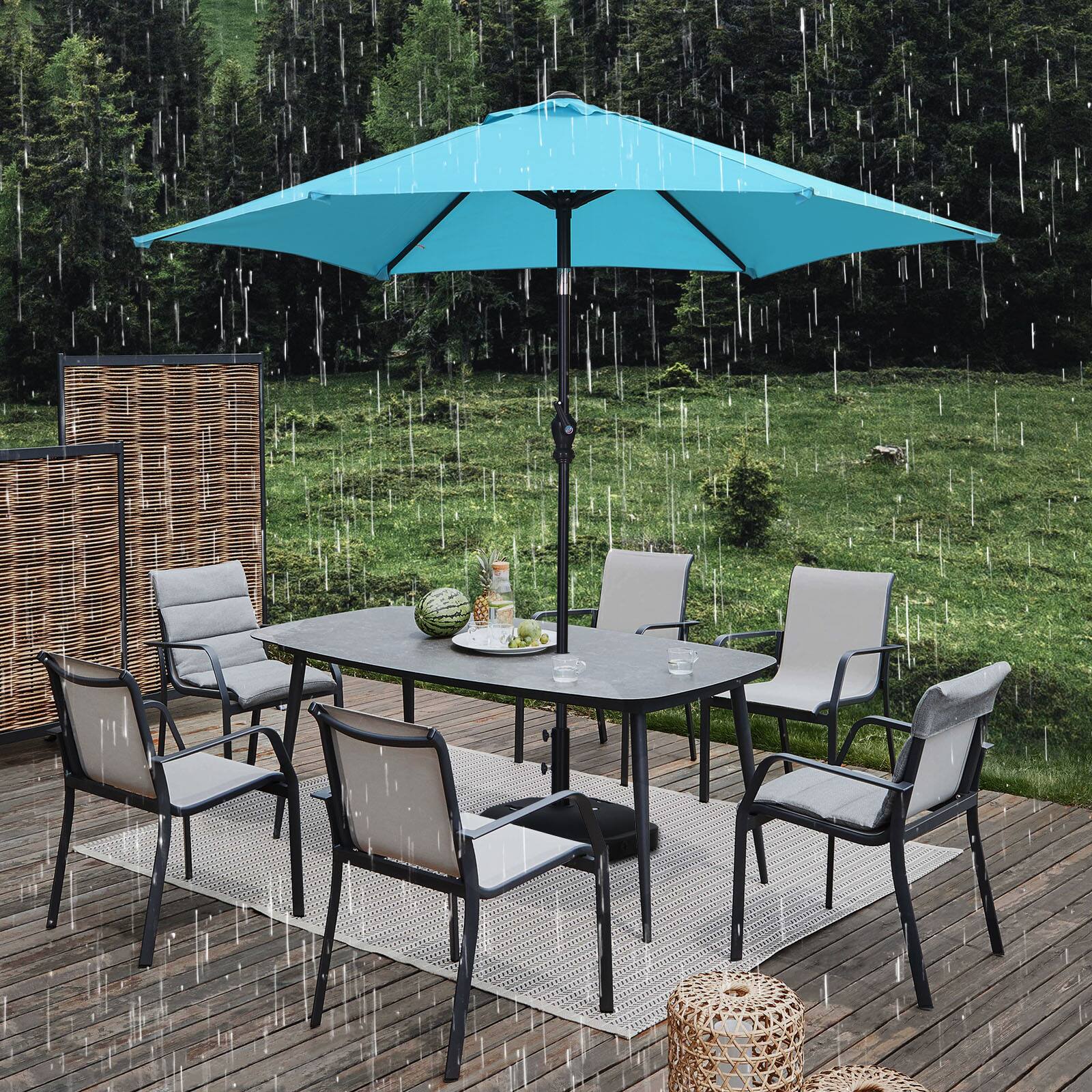 Alt View 4. Ainfox - Ainfox 7.5ft Patio Umbrella Outdoor Market Umbrella UV Protection Sturdy Frame W/Easy Crank - Blue.