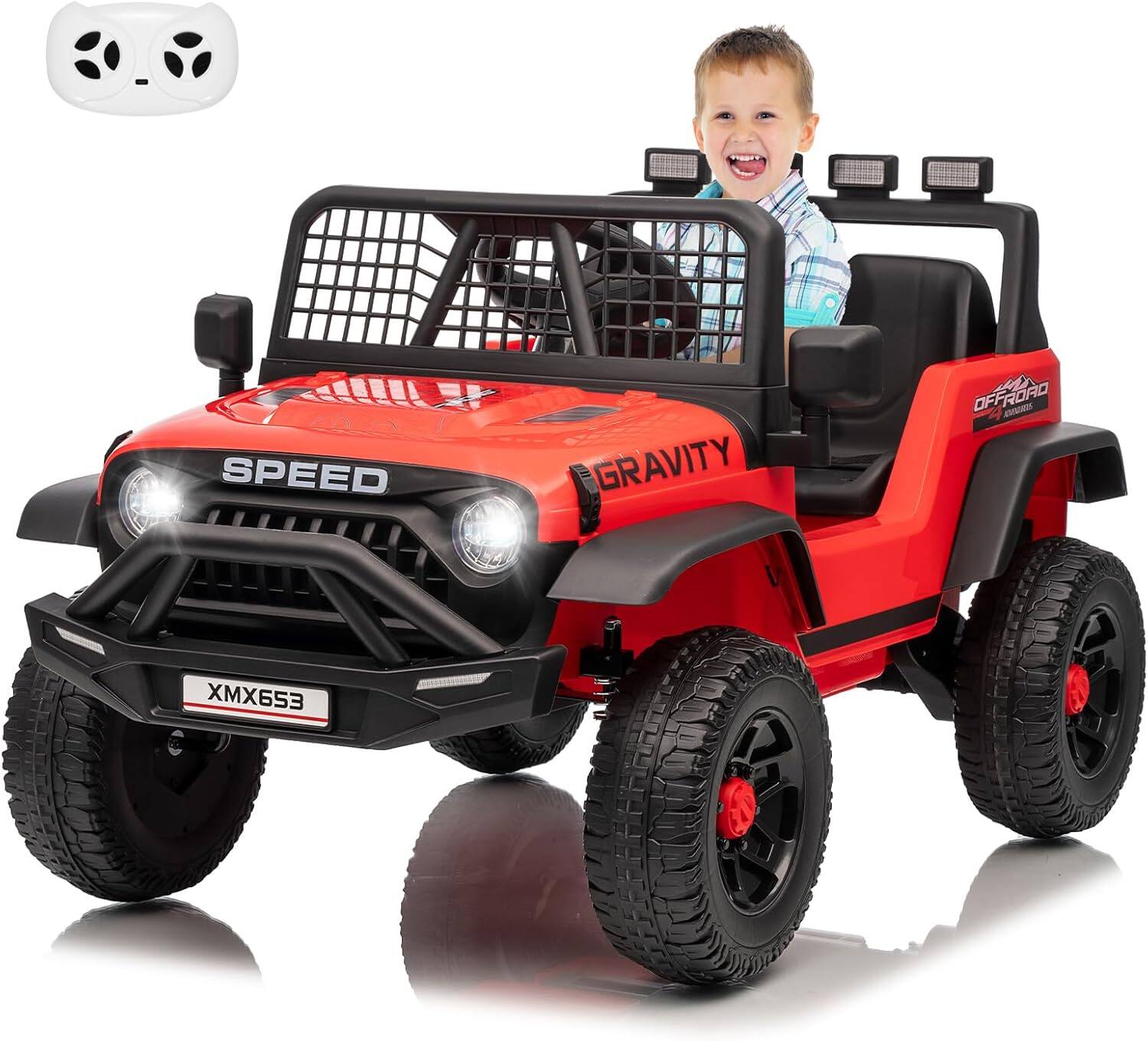 Homhougo - 12V Kids Ride On Truck Car w/Parent Remote Control, 3 Speeds, Emergency Braking, LED Lights, Music & Horn price history on PriceWatchPro