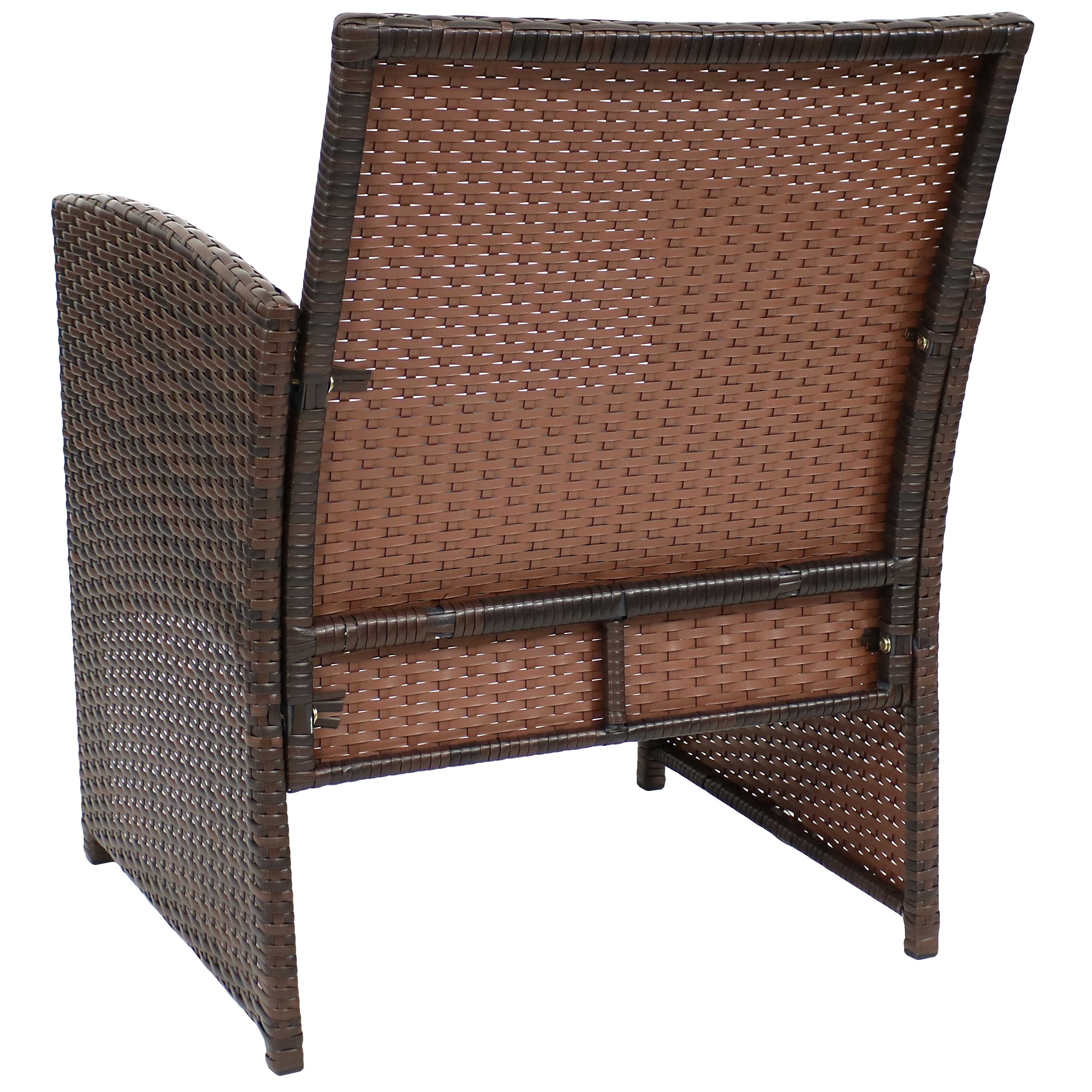 Alt View 9. Sunnydaze - Ardfield Rattan 4-Piece Patio Furniture Set - Brown Rattan with Navy Cushions.