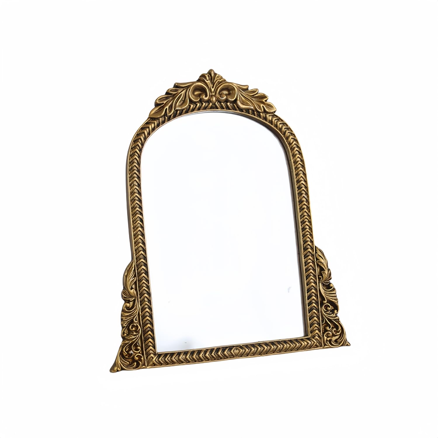 Alt View 6. Pacoar Cade - Antique Mirror Vintage Arch Carved Frame Vanity Makeup Desk For Bedroom Living Room Or Table Decor - Default.