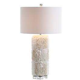 Jonathan Y - Rosette 28.5" Seashell/Resin/Crystal LED Table Lamp - Cream