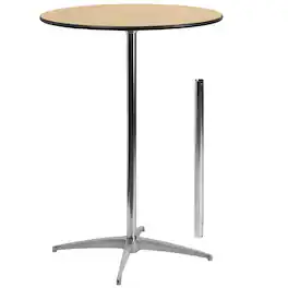 Alamont Home - Lars 30" Round Wood Cocktail Table with 30" and 42" Columns - Natural