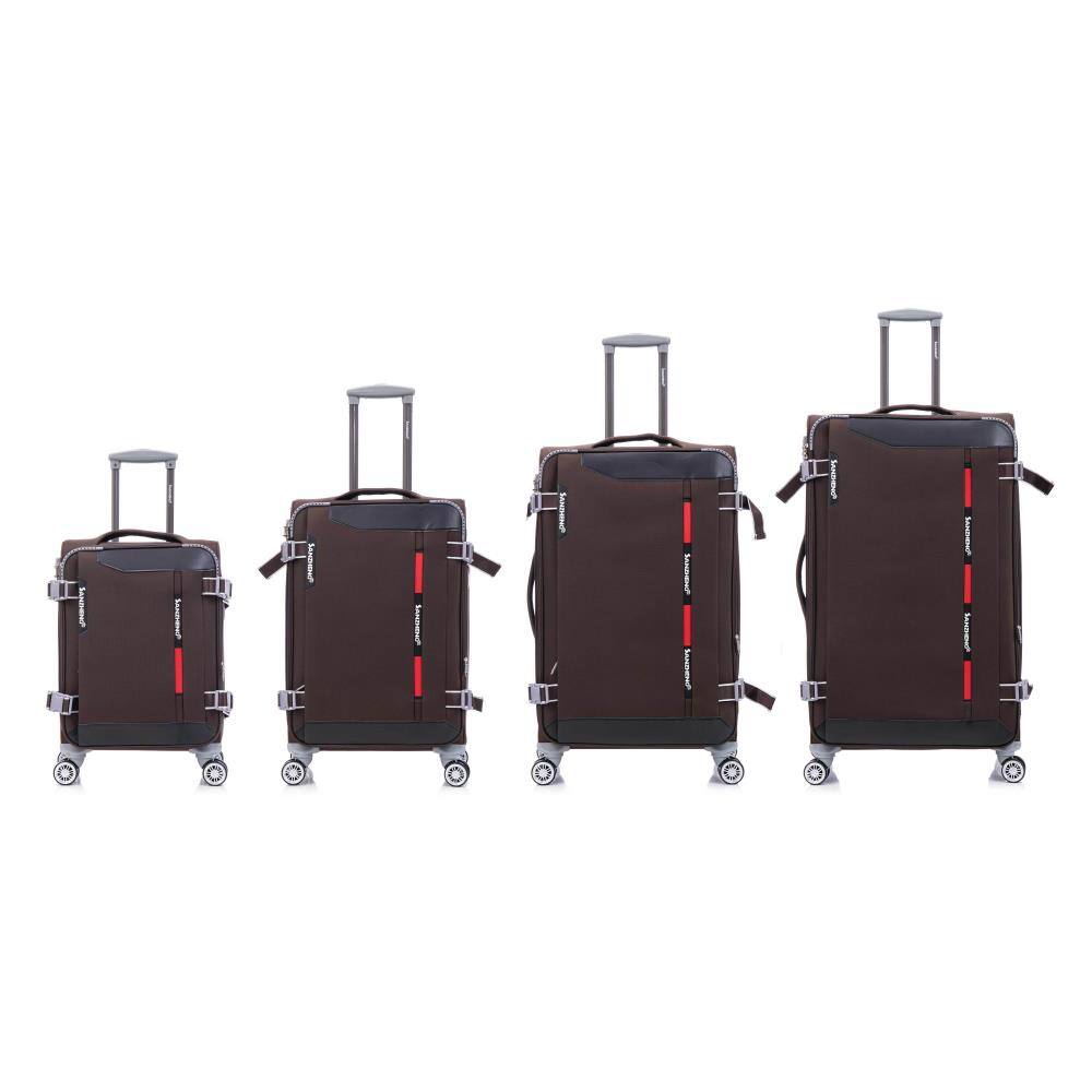 Alt View 1. BreeBe - Softside Upright Luggage Set , Lightweight,4-Piece (20/24/28/32) - Coffee.