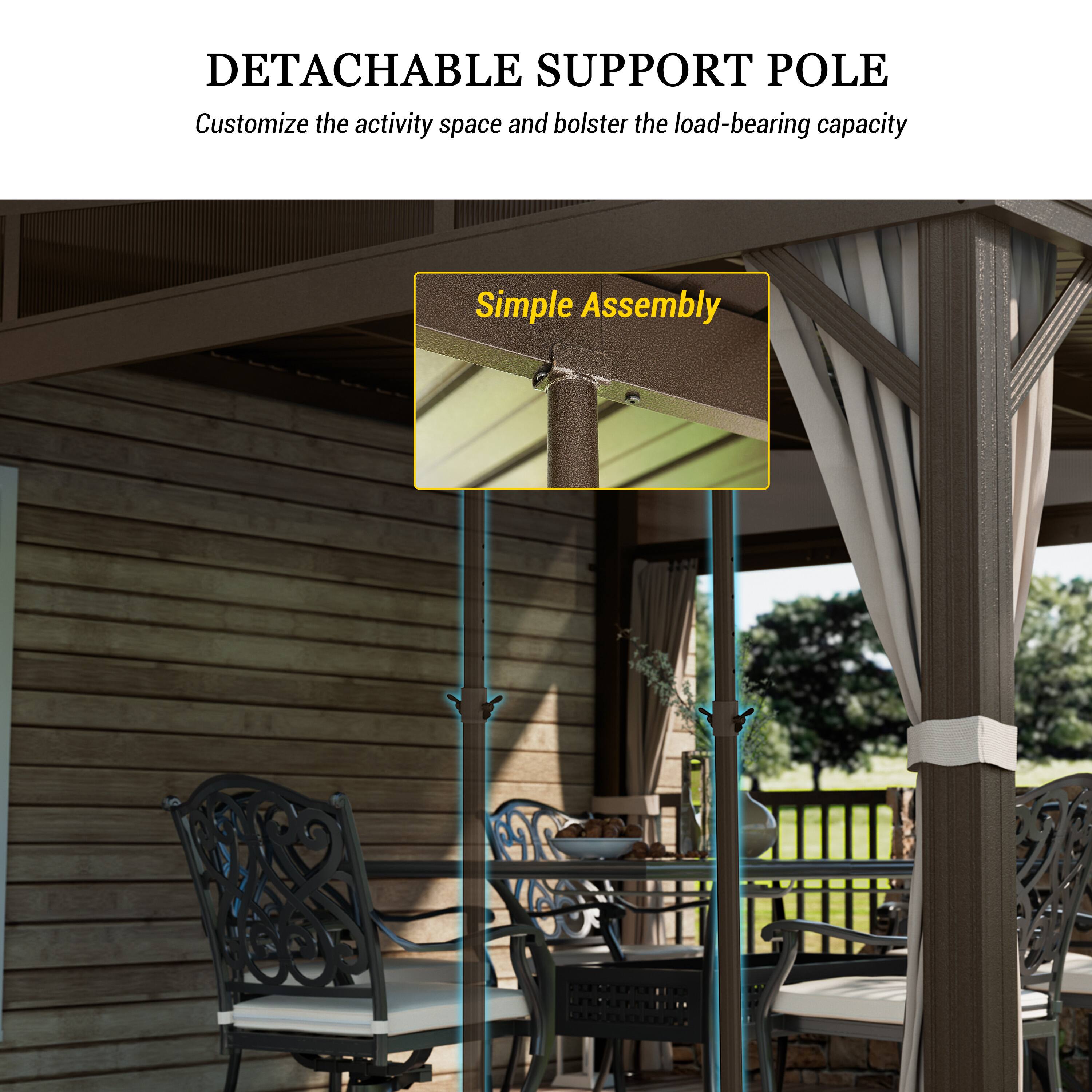 DETACHABLE SUPPORT POLE  
Customize the activity space and bolster the load-bearing capacity  

Simple Assembly