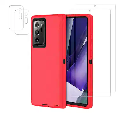 Front. Entronix - Entronix 5-in-1 Protection Bundle for Galaxy Note 20 Ultra - Durable Case with Screen & Lens Protectors - Red.