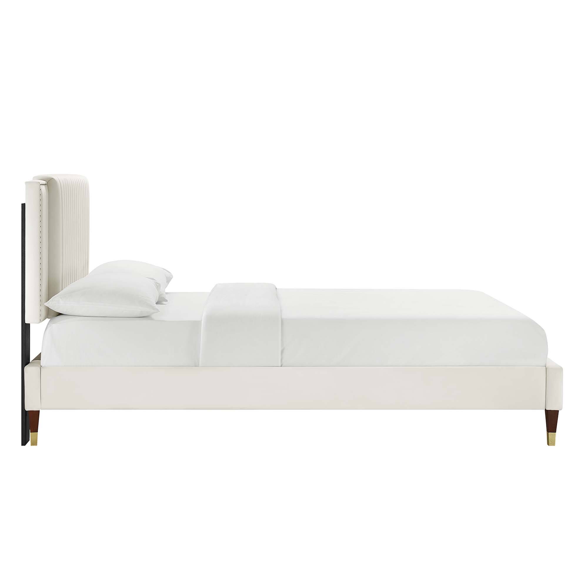Back. Modway - Maven Queen Size Fabric Upholstered Platform Bed - Oatmeal.