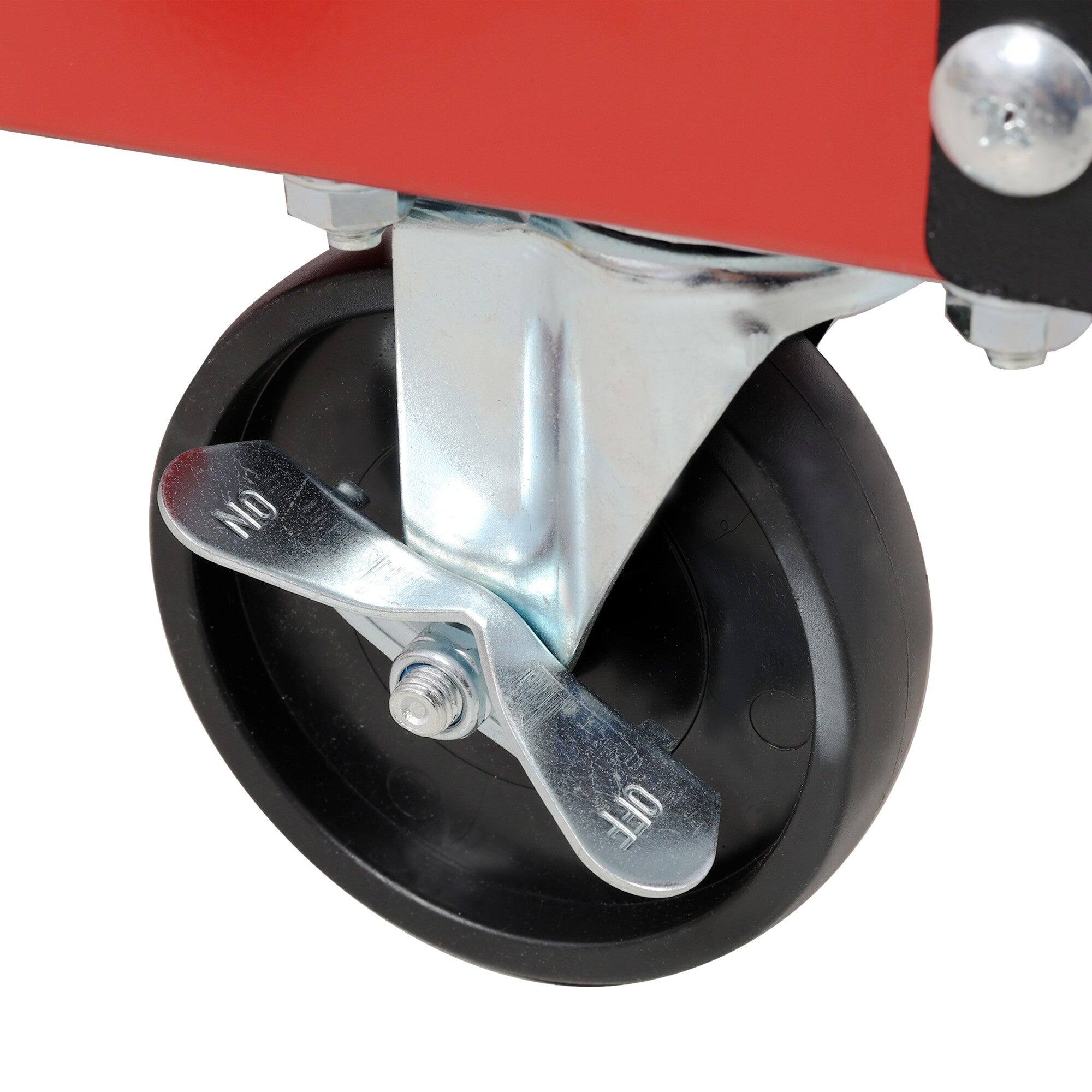 Alt View 3. Boyel Living - 15 Inches 3 Tier Red Steel Rolling Utility Tool Cart With Pegboard For Garage - Red.