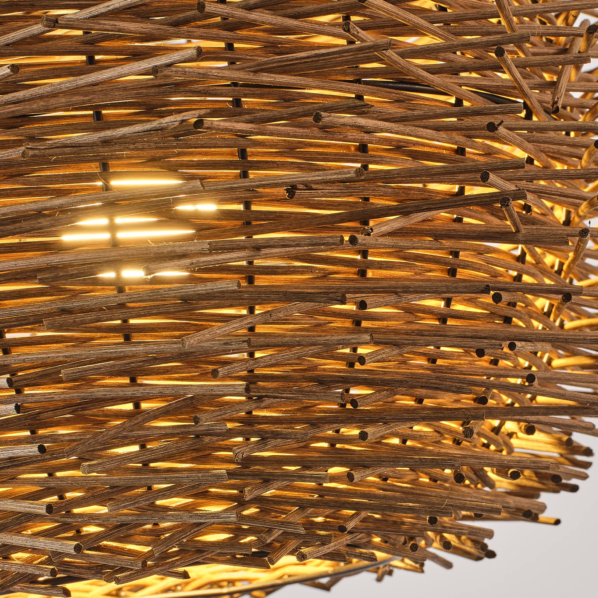 Alt View 2. Vaczon - 18-Inch Bohemian Rattan Pendant Light, Handwoven Natural Farmhouse Hanging Chandelier for Kitchen Island - Natural Rattan.