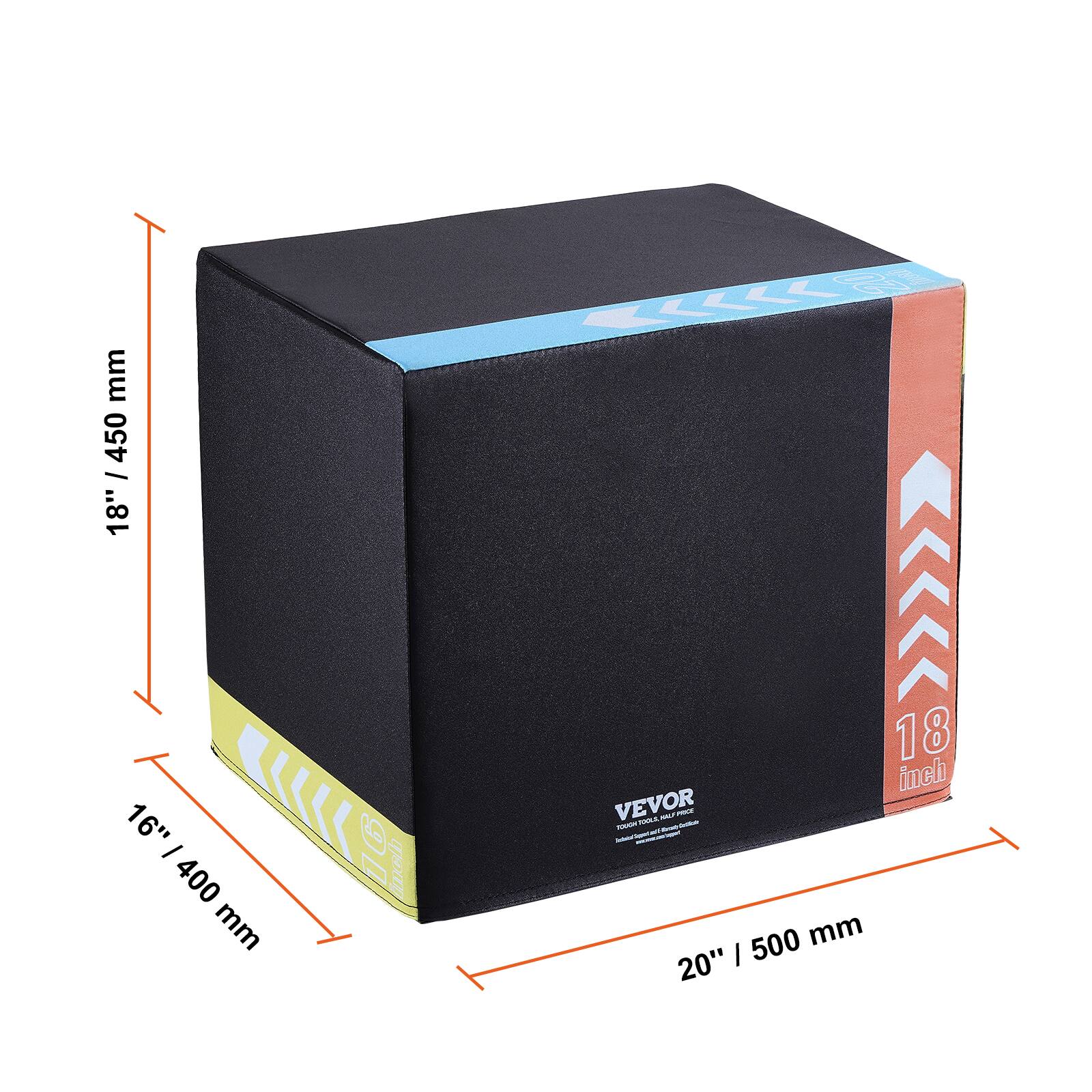 The corrected text is:

- 450 mm
- 18" x 16"
- 400 mm
- 1G xed KI
- 18 inch VEVOR
- 500 mm
- 20"
