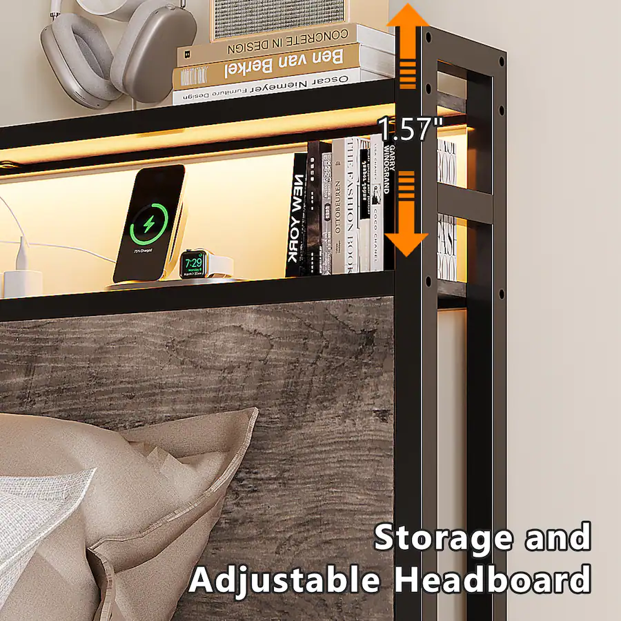 Winado Bed Frame Queen Size with 4 Storage Drawers and Storage ...
