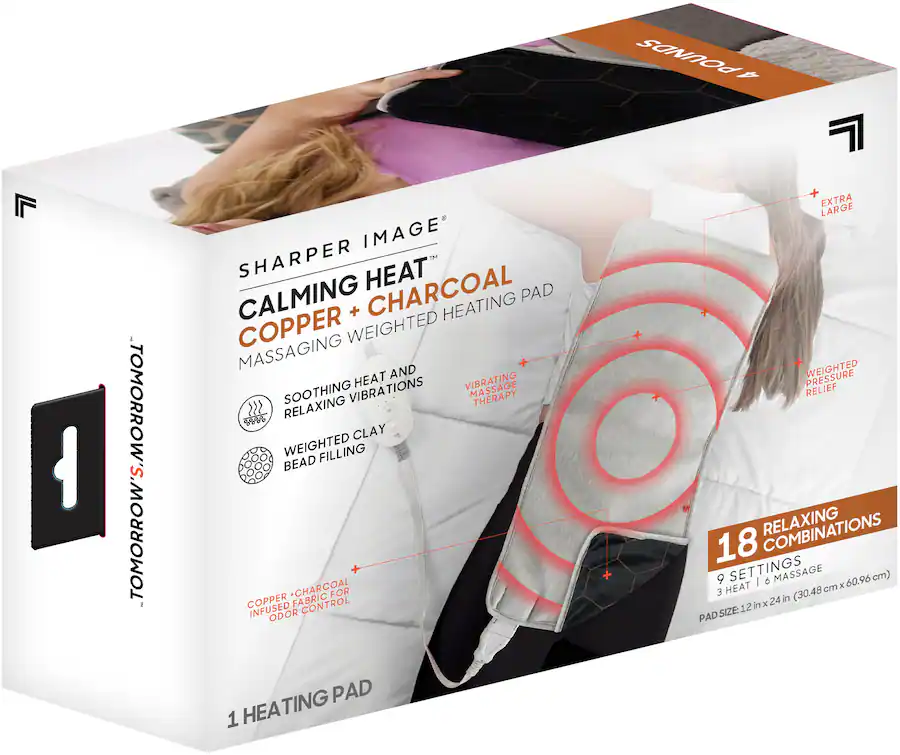 Calming Heat Charcoal Copper Infused Weighted Heating Pad Gray