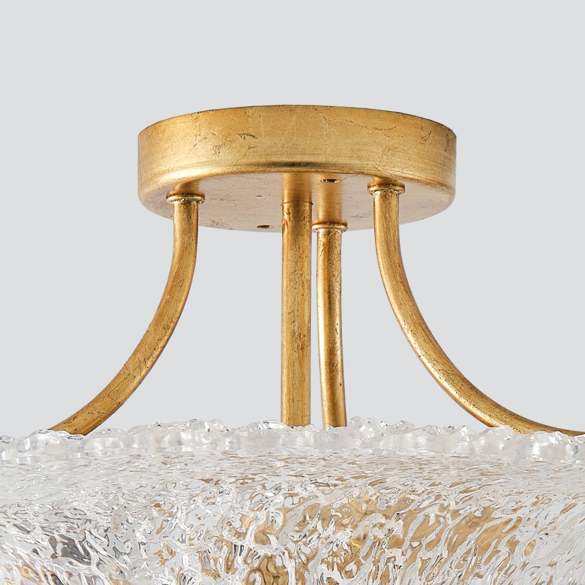 Back. Parrot Uncle - 16 in. 3-Light Gold Resin Shade Semi-Flush Mount Ceiling Light - Gold.