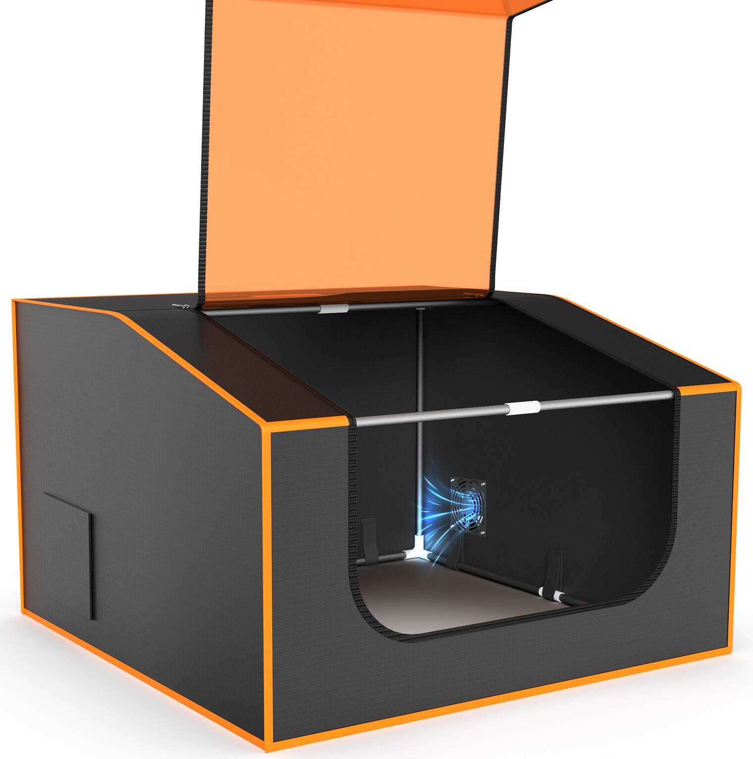 Back. Mecpow - FC2 Laser Engraver Enclosure for Laser Cutter, 37.4”x36.6”x18.1” Fireproof Protective Cover with Fan, Isolate Smoke/Odor - Black.