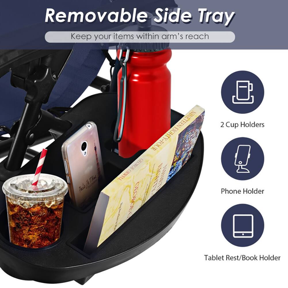 Removable Side Tray  
Keep your items within arm's reach  

- 2 Cup Holders  
- Phone Holder  
- Tablet Rest/Book Holder  

The Nineteen Eighty-Four George Orwell
