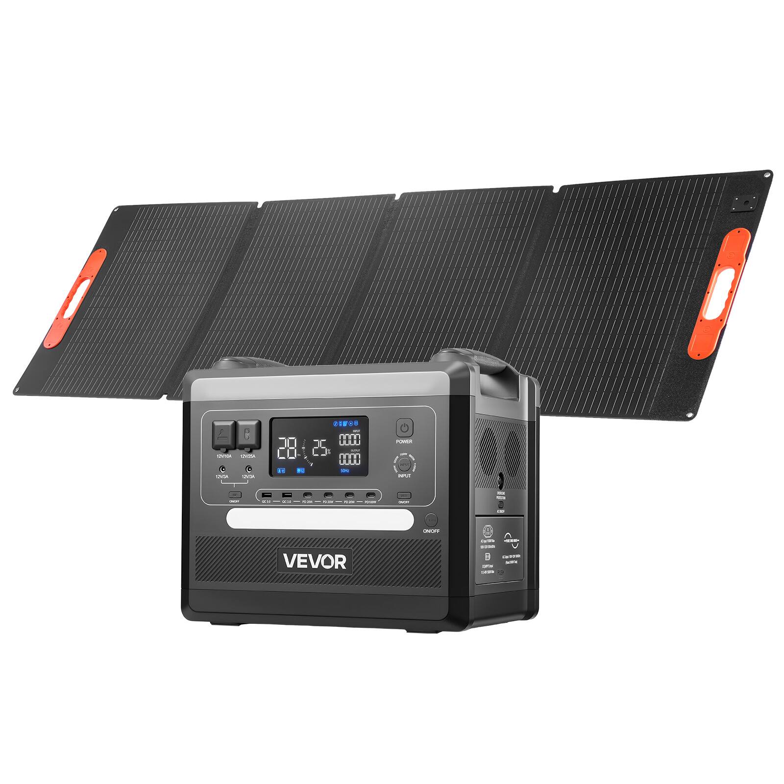VEVOR - Portable Power Station, 2400W Portable Solar Generator with 200W Foldable Solar Panel, 2160Wh Expandable LiFePO4 Battery (2160 Wh Capacity) - Black price history on PriceWatchPro