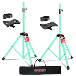 5 CORE - Speaker Stand Tripod Pair Heavy Duty Adjustable 54" Universal Mount for PA DJ Studio w Bag - Green