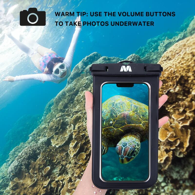 WARM TIP: USE THE VOLUME BUTTONS TO TAKE PHOTOS UNDERWATER