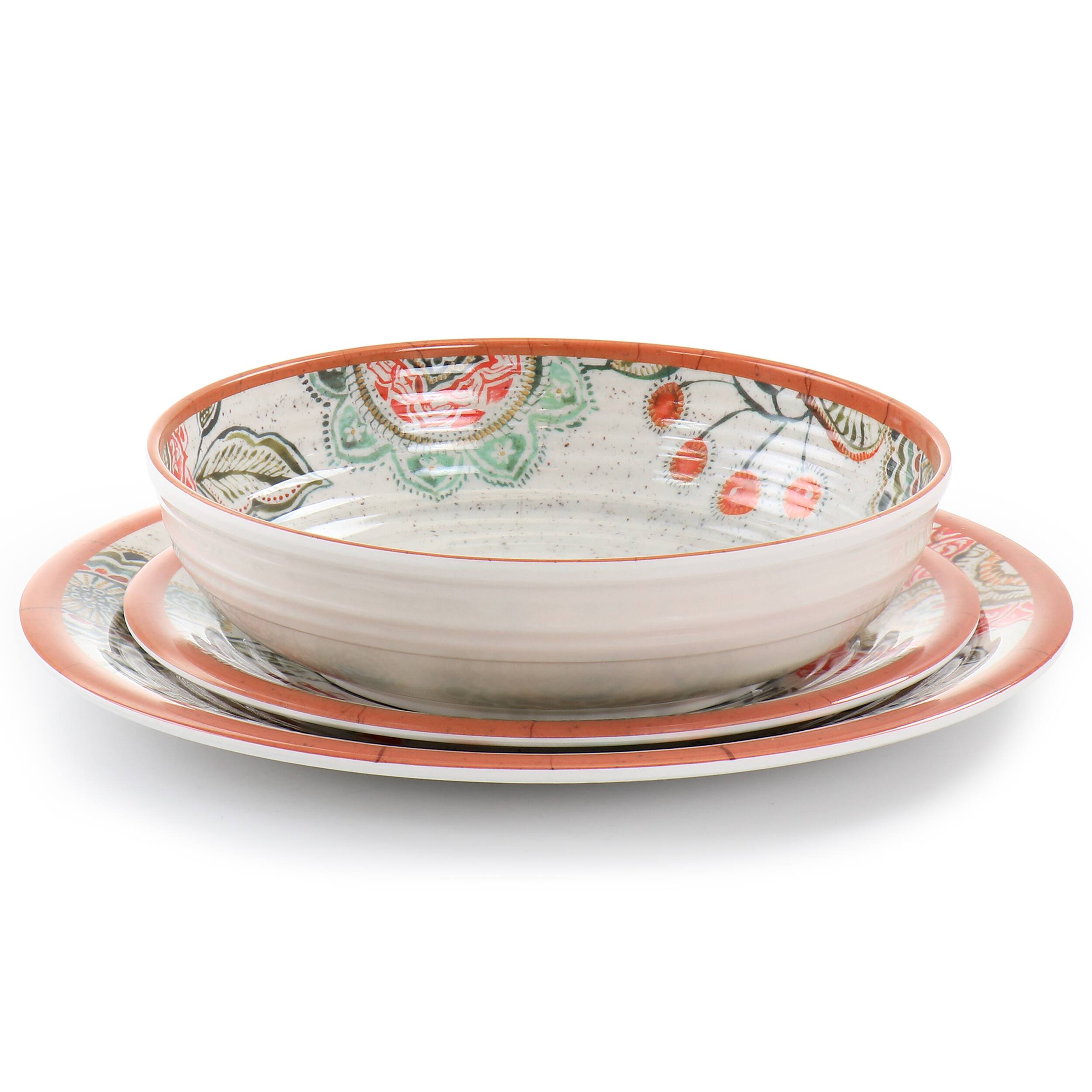 Angle. Elama - Elama Ester 12 Piece Melamine Dinnerware Set - Multi.