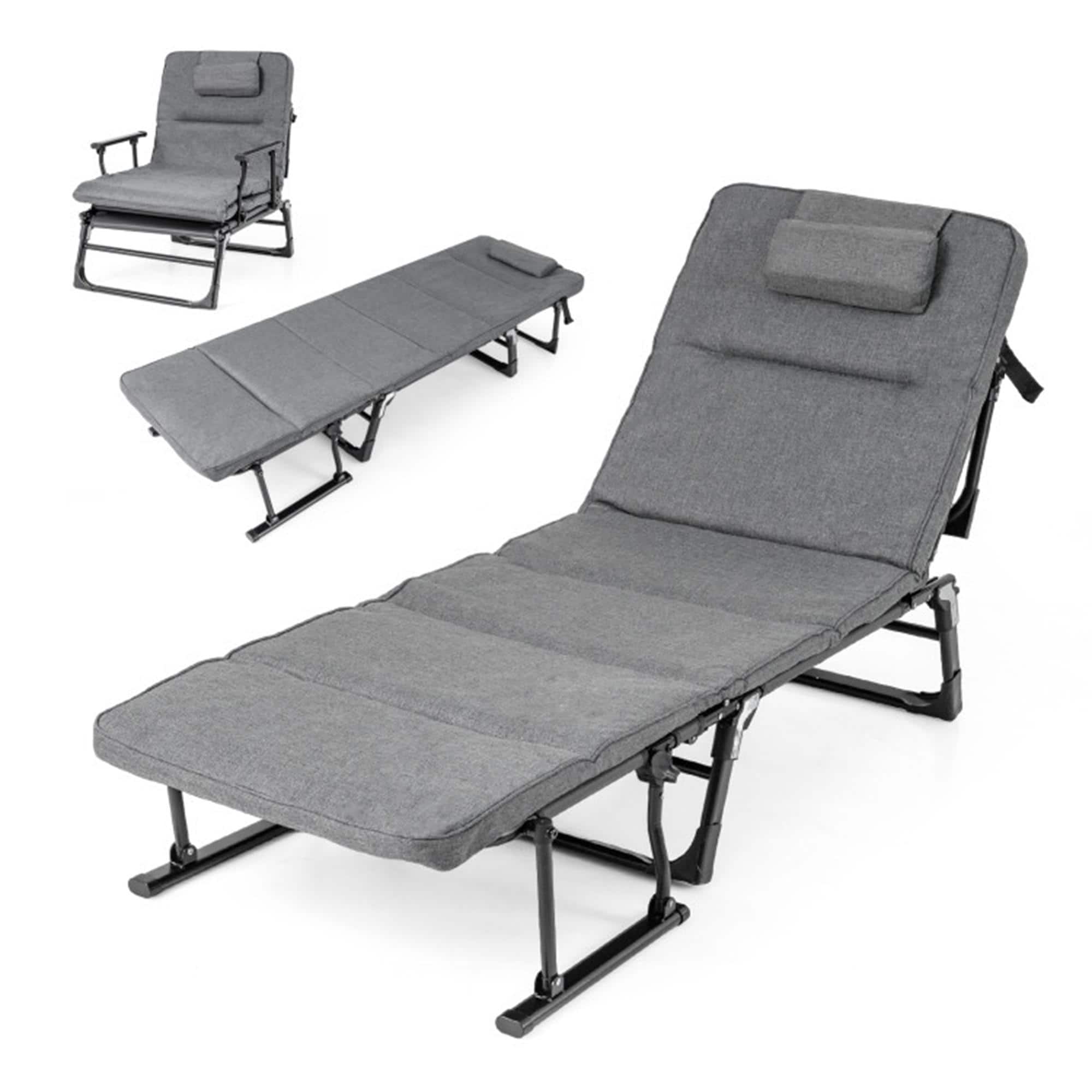 Boyel Living - 3 in 1 Convertible Camping Cot Sofa Chair 73 in L x 36 in W x 24 in H 19 lb for Camping - Gray