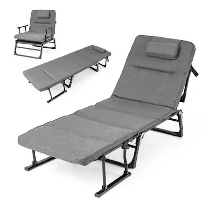 Front. Boyel Living - Gray 3 in 1 Convertible Camping Cot Sofa Chair 73 in L x 36 in W x 24 in H 19 lb for Camping - Gray.