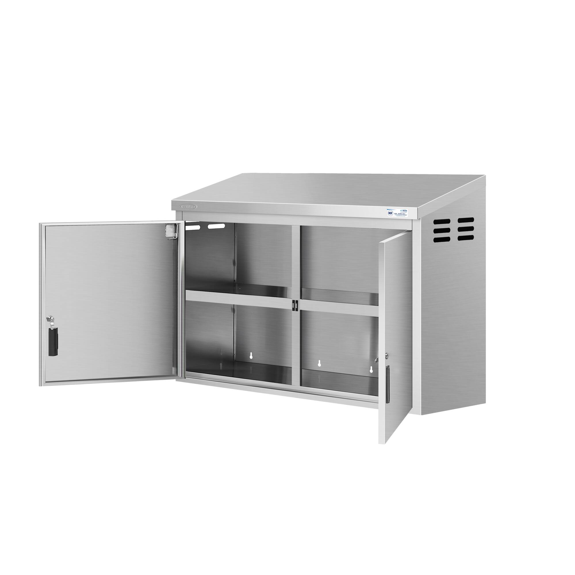 Alt View 4. Koolmore - 48 in. Kitchen Wall Cabinet with Hinged Doors and 2 shelves in Stainless-Steel (KM-WMC-1548-S) - Stainless-Steel.
