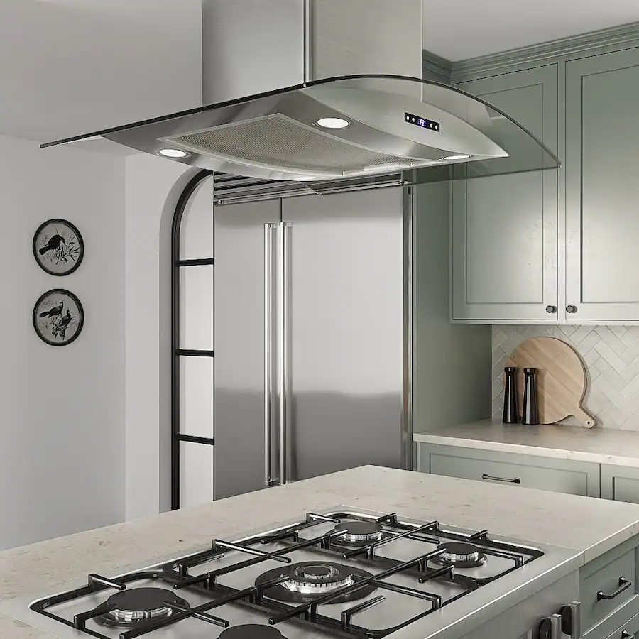 Stream Line Green Range Streamline 30 inches Recirculating Island Range Hood Brushed Stainless ...