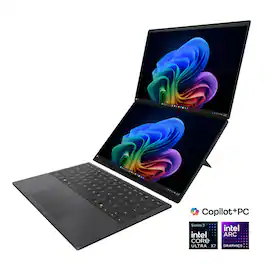 ASUS - Zenbook DUO Dual 14” 3K OLED Touch Laptop - Intel Core Ultra X7 358H (2026) - 16GB Memory - 512GB Storage - Copilot+ PC - Moher Gray