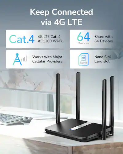 Router ADOC R45, 4G Cat 4, Velocidad de WiFi Superior a 300bps, Copatible con FDD/TDD-LTE Router ADOC R45, 4G Cat 4, Velocidad de WiFi Superior a 300bps, Copatible con FDD/TDD-LTE