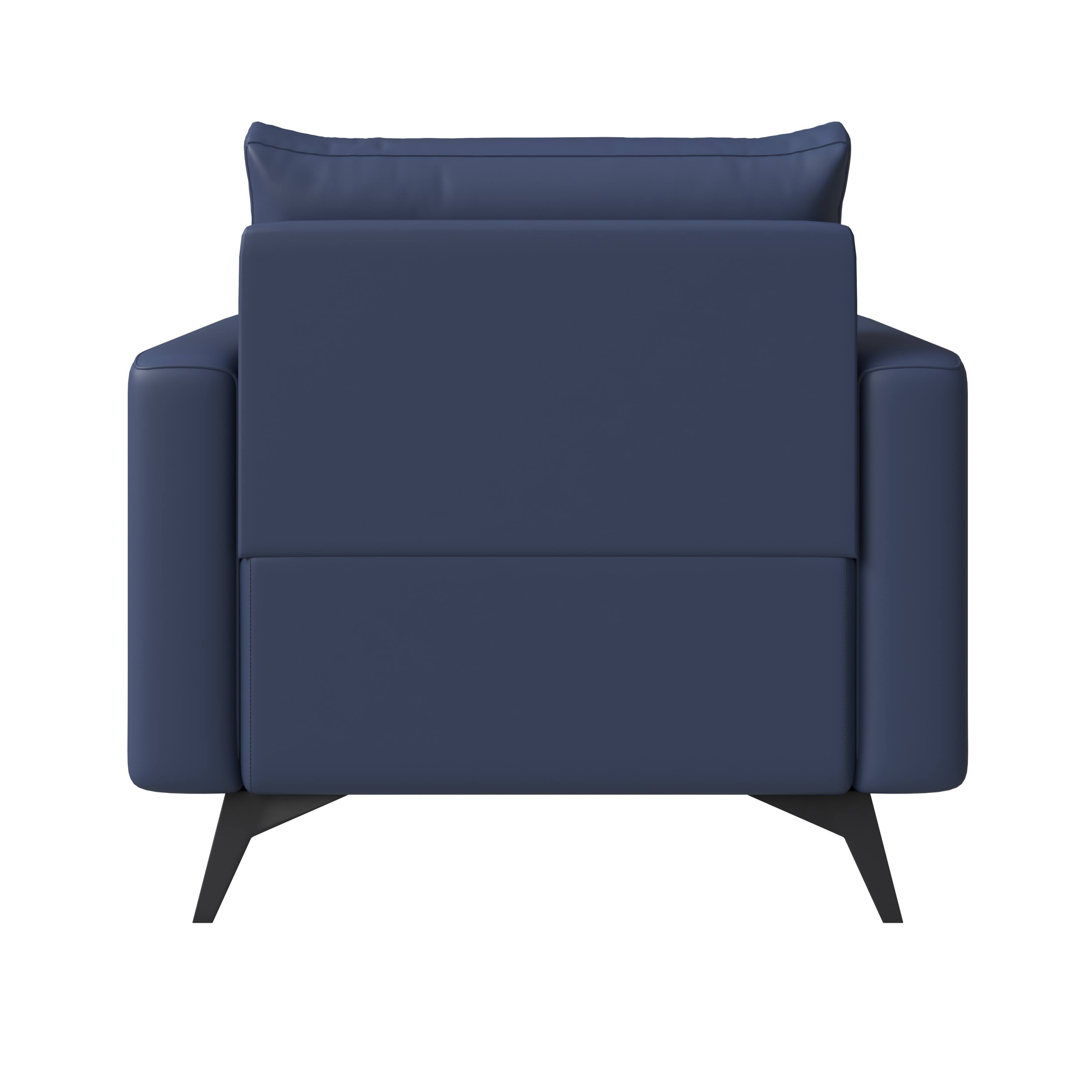 Alt View 4. LeisureMod - Inno Modern Leather Accent Chair, Solid Wood Frame Armchair - Scratch Resistant - Dark Blue.