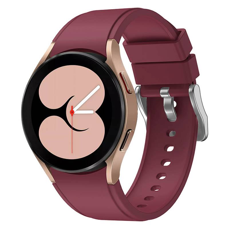 Front. StrapsCo - Active Band Silicone Rubber Watch Strap For Samsung Galaxy Watch 5 - Wine Red.