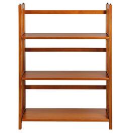 Hivvago - 3-Shelf Folding Storage Shelves Bookcase in Honey Oak Finish - Brown