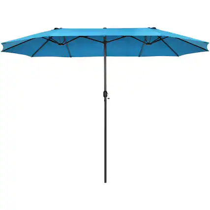 Front. Kadyn - 15 Feet Patio Double Sided Umbrella with Hand Crank System Blue Outdoor Table Umbrella Yard Umbrella Outdoor Patio Umbre - Blue.