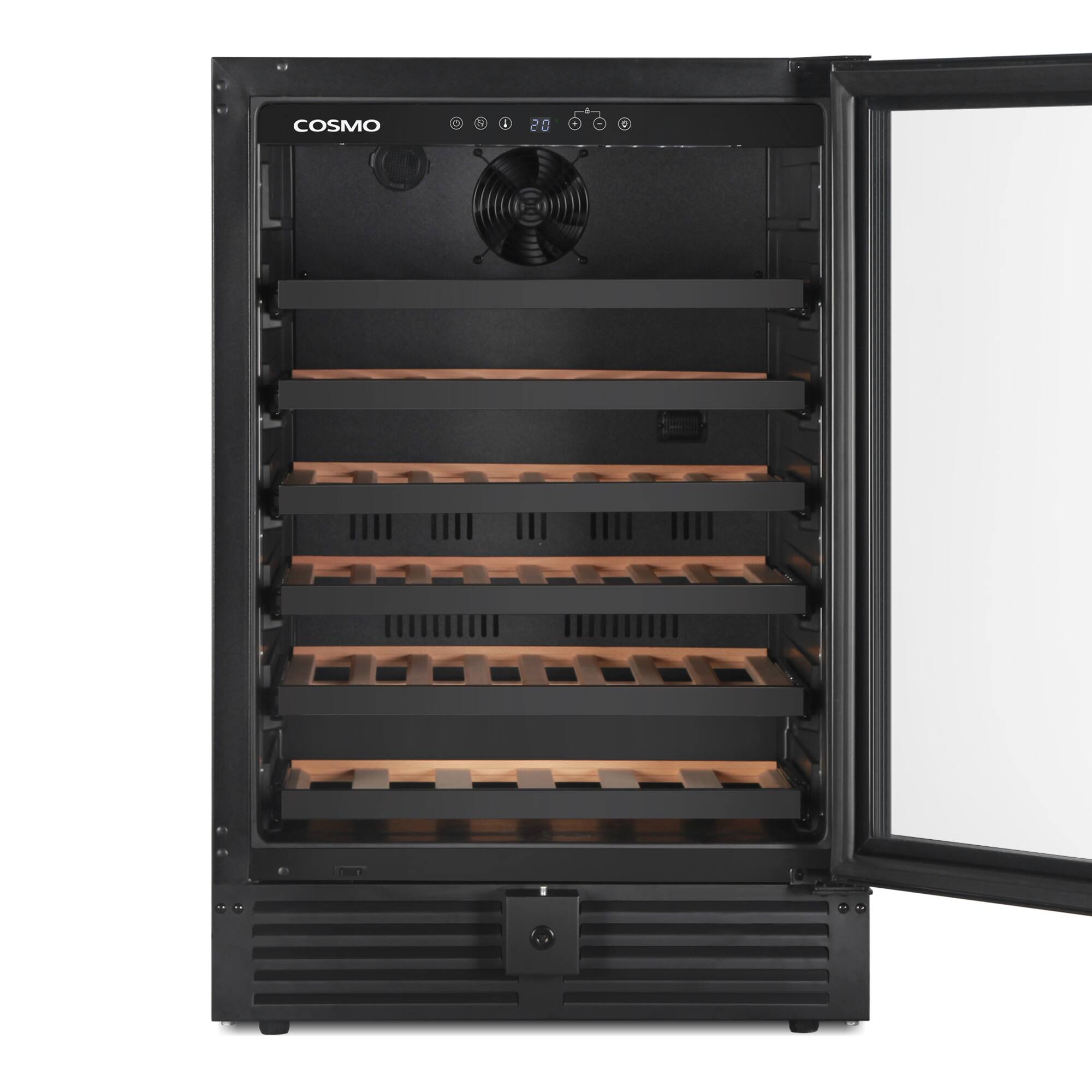 Alt View 4. COSMO - COS-24BIWCS-BK Lumin Collection 24 in. 52-Bottle Single Zone Compressor Wine Cooler, Digital Controls, LED Lighting - Matte Black.