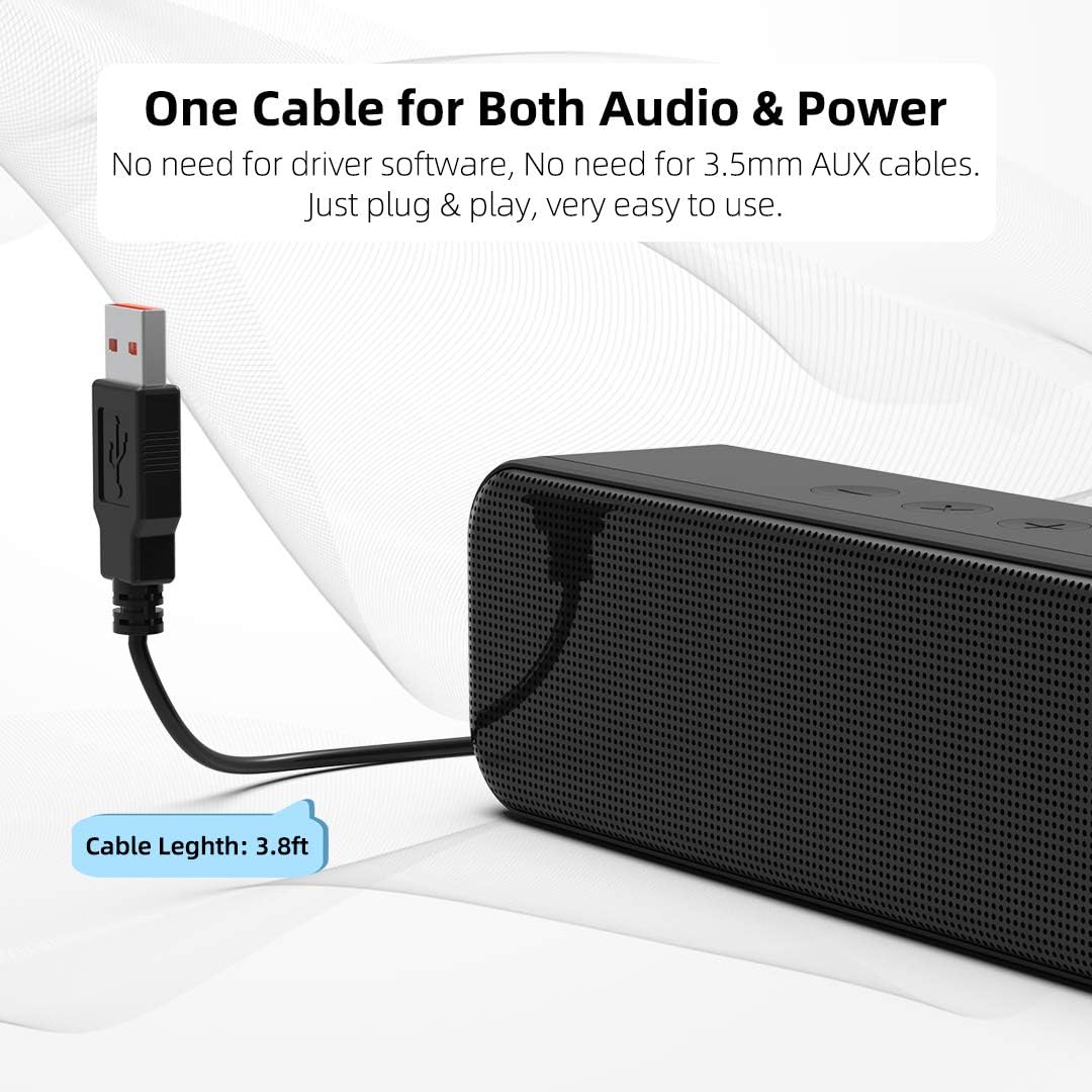 One Cable for Both Audio & Power

No need for driver software, No need for 3.5mm AUX cables. Just plug & play, very easy to use.

Cable Length: 3.8ft