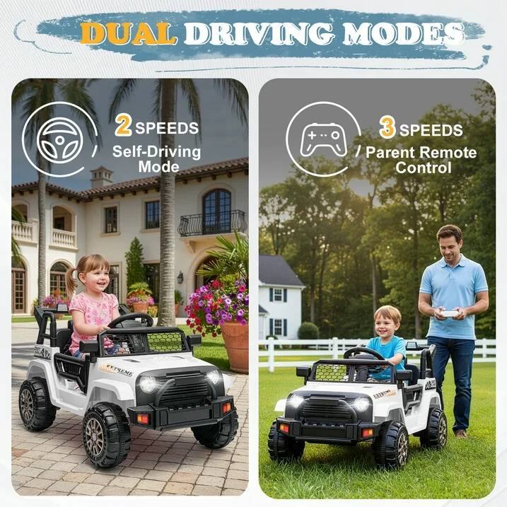 DUAL DRIVING MODES

2 SPEEDS
Self-Driving Mode

3 SPEEDS
Parent Remote Control