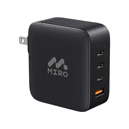 Front. Miro - D5 GaN PD3.0 3C1A 100W Fast Charging Wall Charger - Black.