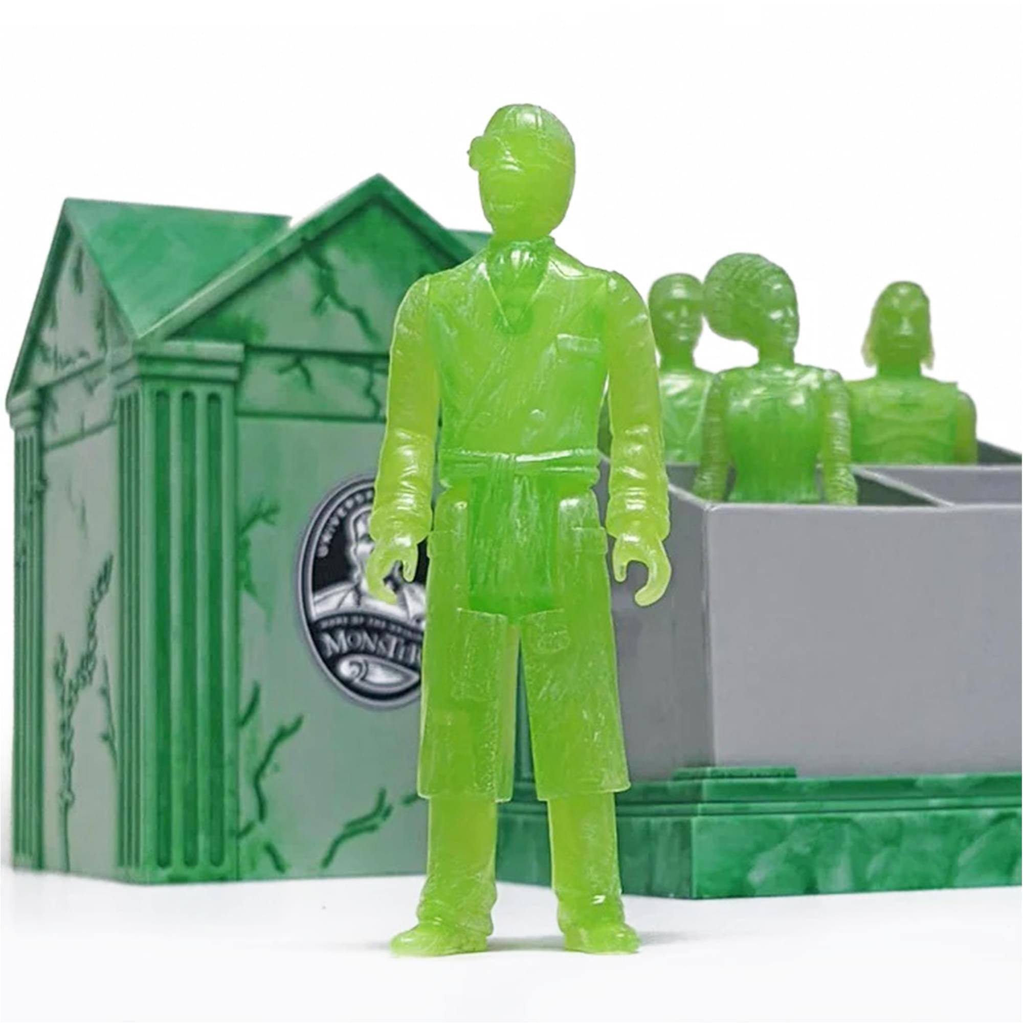 Alt View 2. Super7 - Universal Monsters Haunted Crypt (Glow In The Dark Edition) ReAction Figure Set - Green.