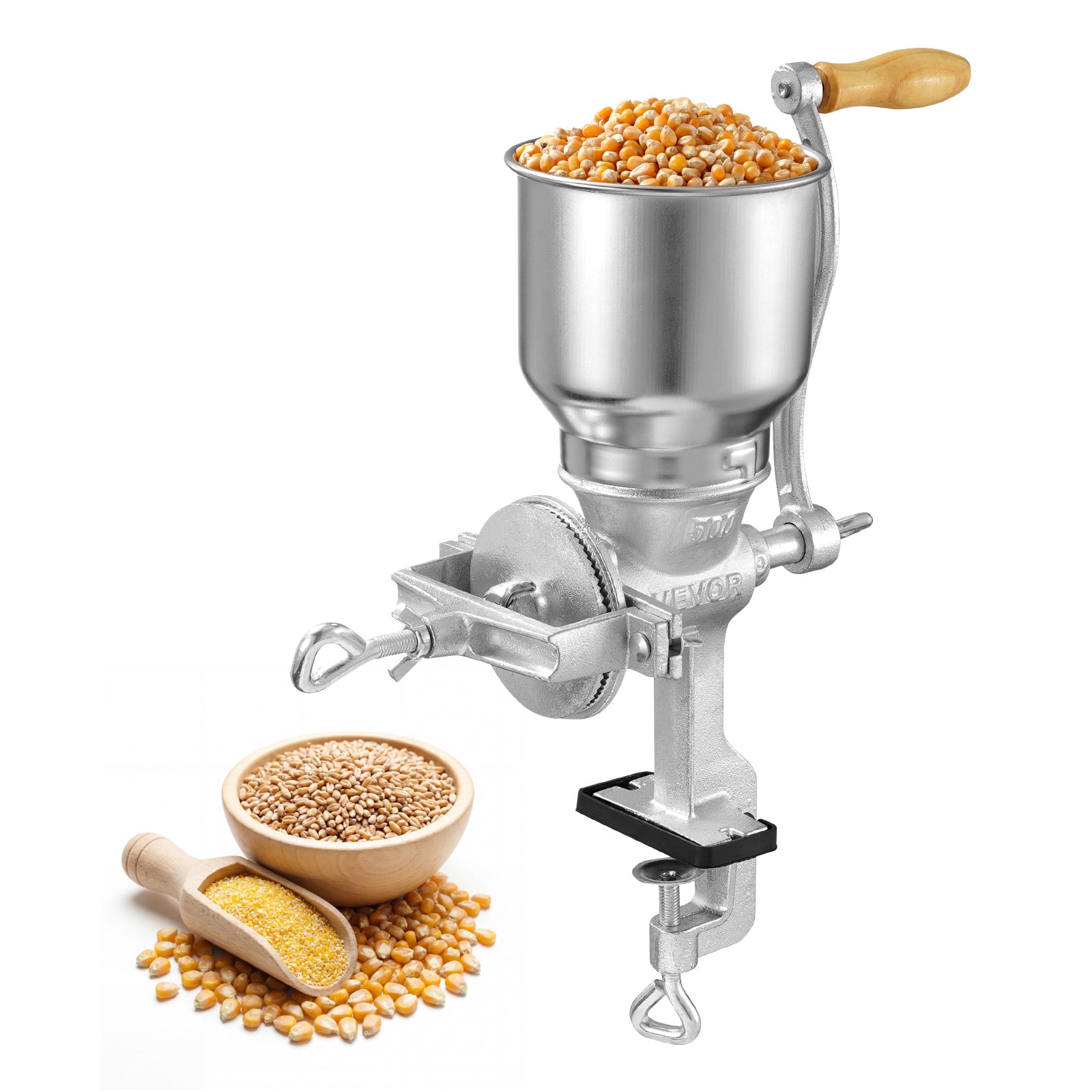 VEVOR - Manual Grain Mill with High Hopper, Hand-Crank Corn Grinder, Heavy Duty Cast Iron Wheat Grinding Mill with Stable Table - Silver price history on PriceWatchPro