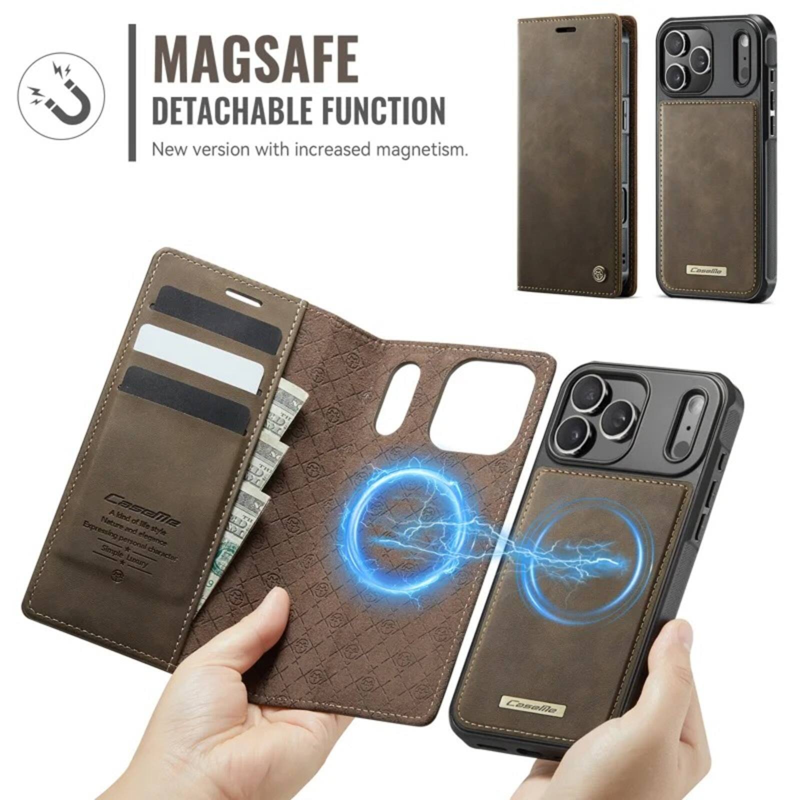 MAGSAFE DETACHABLE FUNCTION  
New version with increased magnetism.  

Caselle  
Expressing Nature CaseMe A Blend of elegance and personal luxury.  

FITAL  
C/ XSX  
Caselle