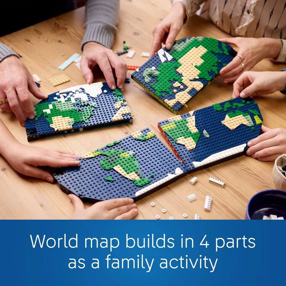 World map builds in 4 parts as a family activity