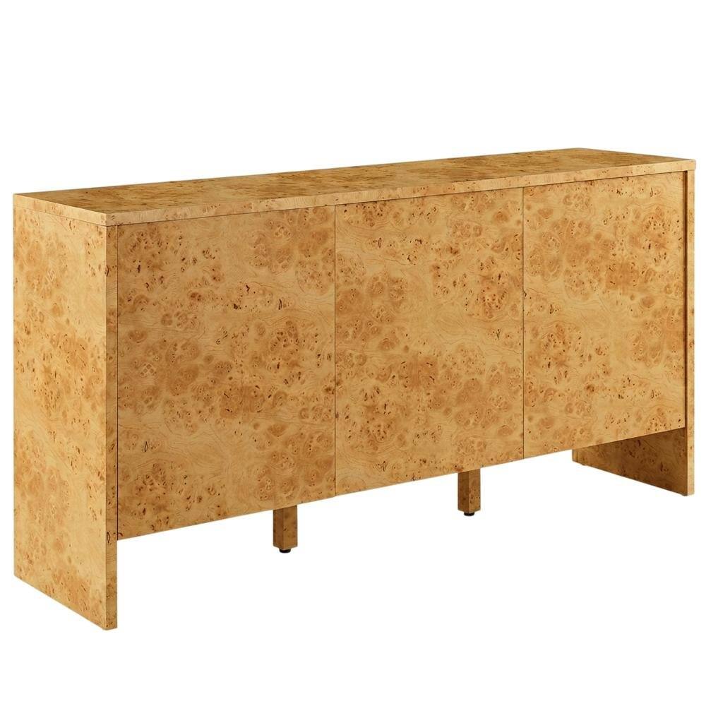 Front. FurniFact - Burl Wood Sideboard with Spacious Storage and Elegant Finish - Brown.