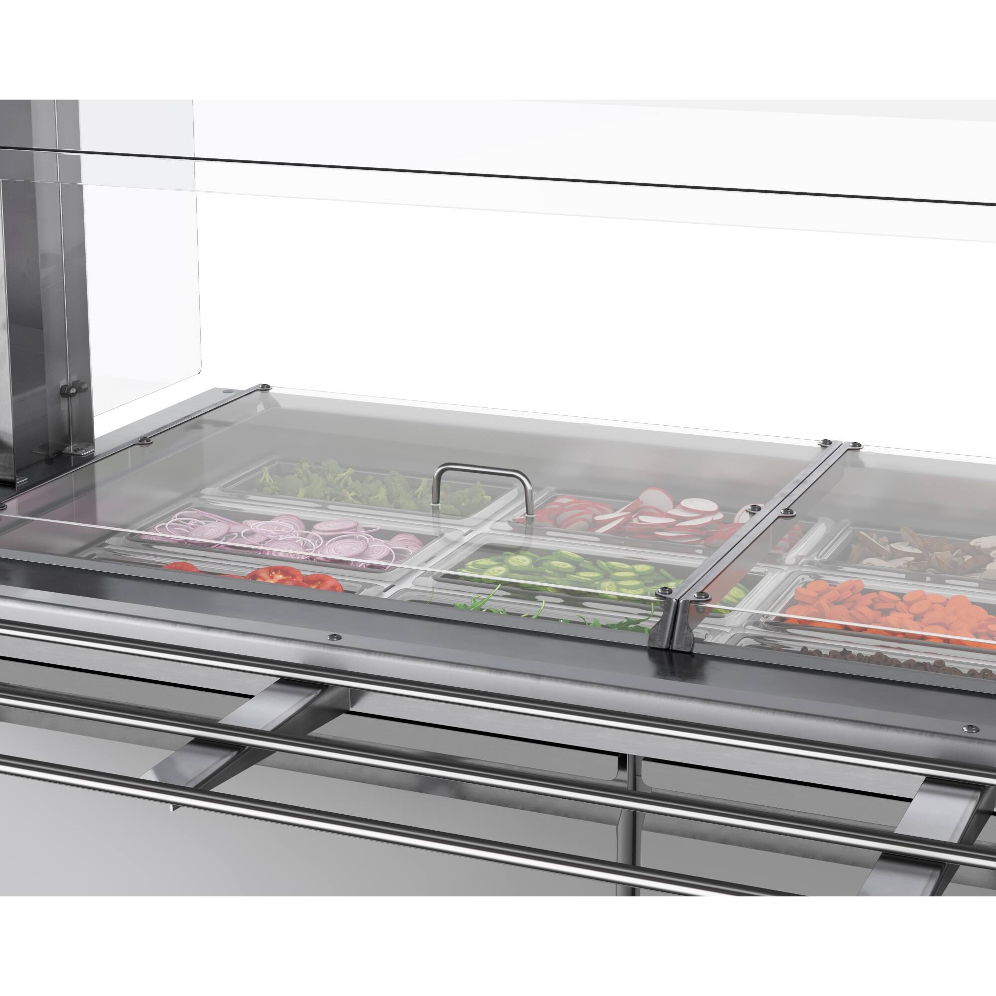 Back. Koolmore - 60 in.  Refrigerated Prep Station with Sneeze Guard and Buffet Slide, 12-Pan (Not Included) Capacity - Stainless-Steel.