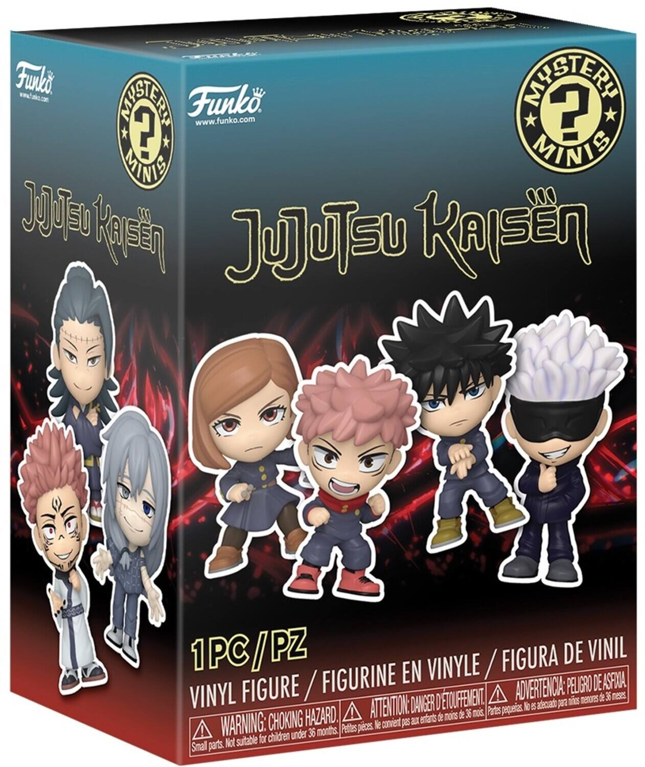 Funko  
www.funko.com  

Mystery Minis  

Jujutsu Kaisen  

1PC/PZ  
Vinyl Figure / Figurine en Vinyle / Figura de Vinil  

Warning: Choking Hazard. Small parts. Not suitable for children under 36 months.  
Attention: Danger d'étouffement. Petites pièces. Ne convient pas aux enfants de moins de 36 mois.  
Advertencia: Peligro de asfixia. Piezas pequeñas. No es adecuado para menores de 36 meses.