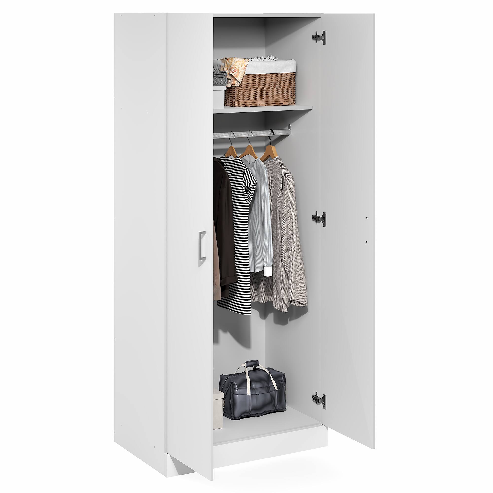 Alt View 10. Furinno - Robin Wardrobe Cabinet, Wardrobe Closet with Hanging Rod - White.