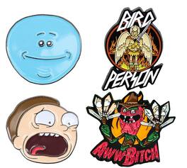 SalesOne LLC - Rick and Morty Enamel Collector Pin Set: Meeseeks, Terry, Morty, Bird Person - Multicolored