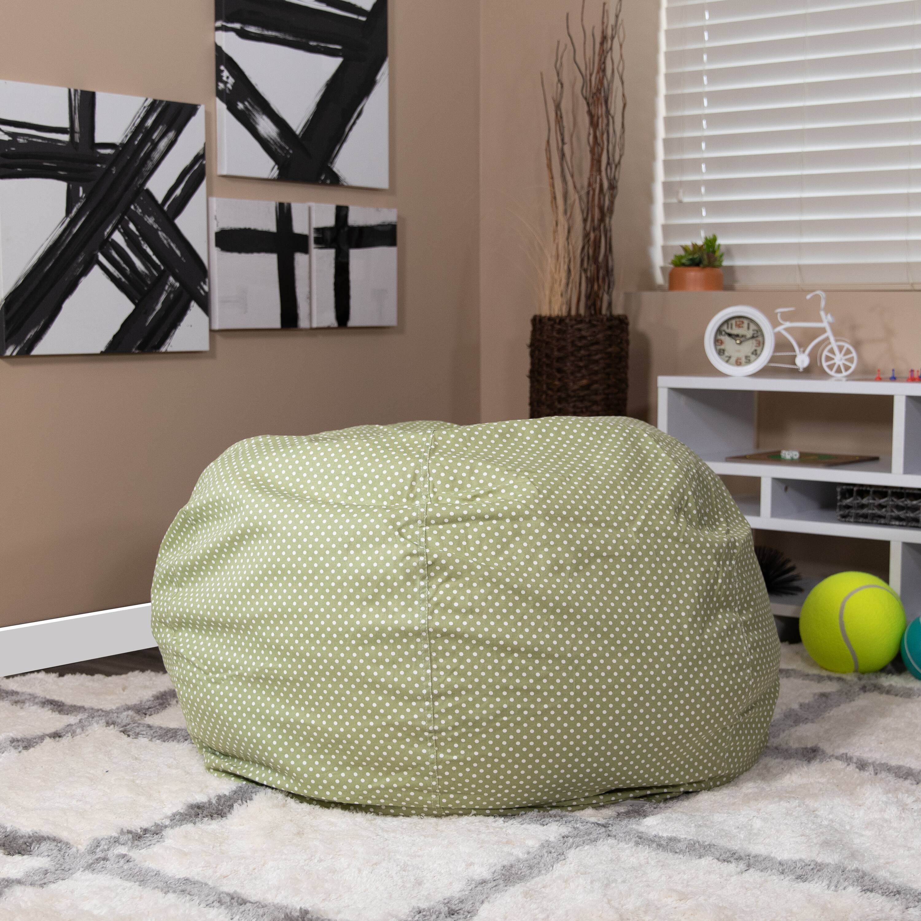 Alt View 1. Emma + Oliver - Oversized Bean Bag Chair for Kids and Adults - Green Dot.
