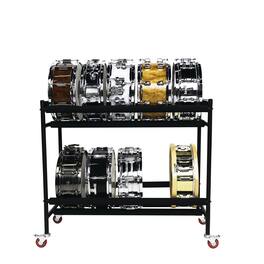 Gator - Two-Tier Snare Rack with Locking Casters, Holds up to 10 Snare Drums, Easy to Assemble and Disassemble