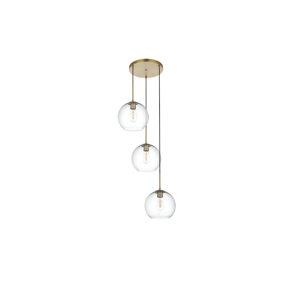 Angle. Living District - Baxter 20 Inch Pendant Clear Shade in Satin Gold - Satin Gold And Clear.